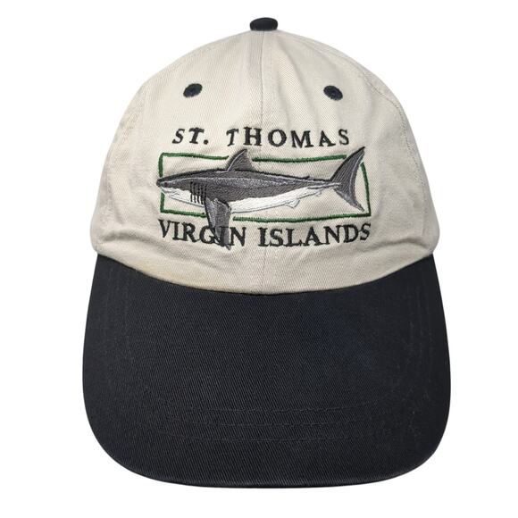 St. Thomas Virgin Islands Shark Strapback Hat Beige One Size Ouray - Picture 1 of 9